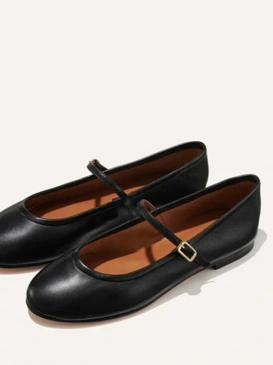 Margaux Shoes - Margaux The Demi Mary Jane Flat in Black Napa Leather size 43.5